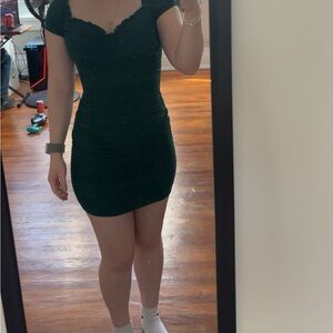 Forest green form fitting dress